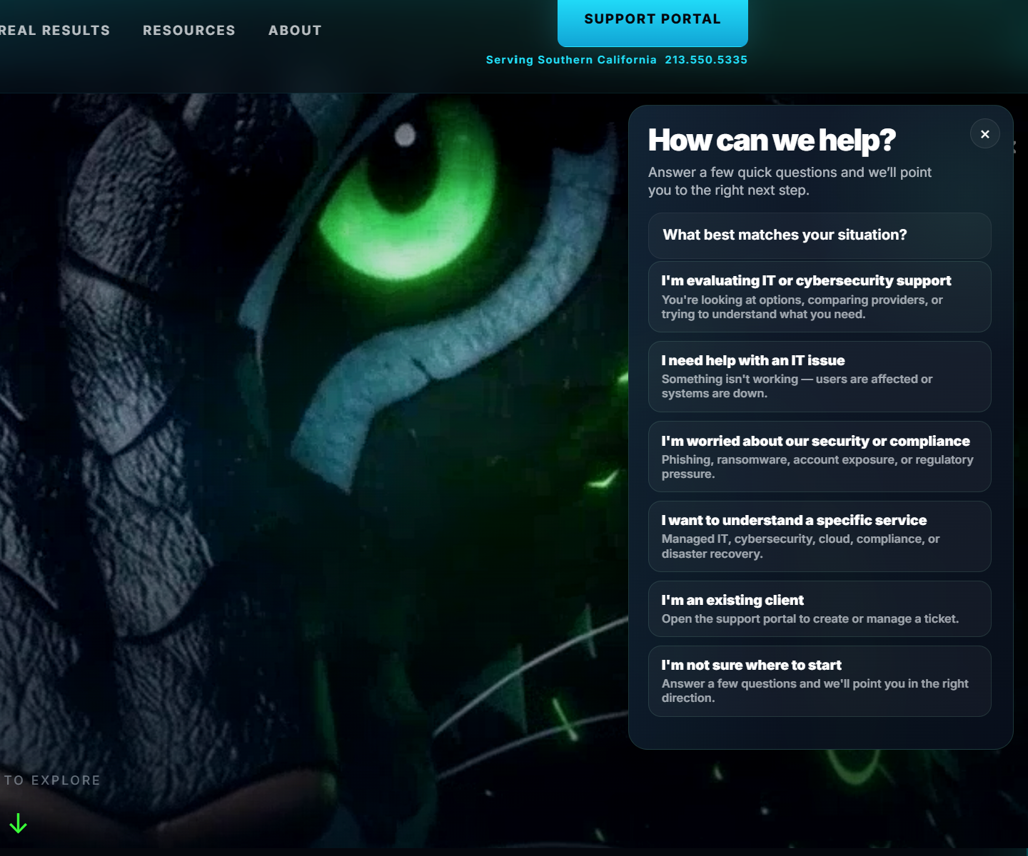 The guided &ldquo;How can we help?&rdquo; router