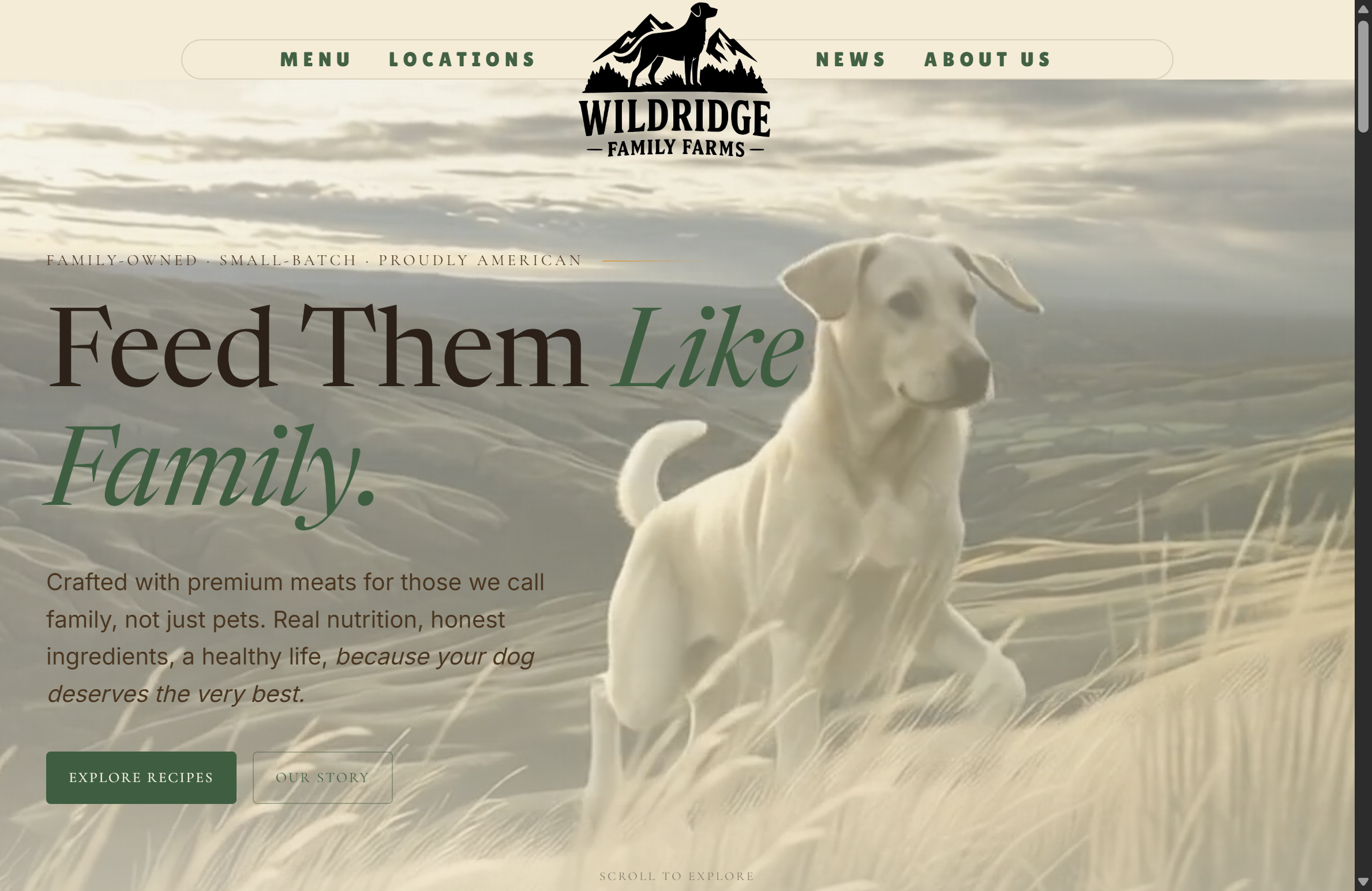 The Wildridge Family Farms website